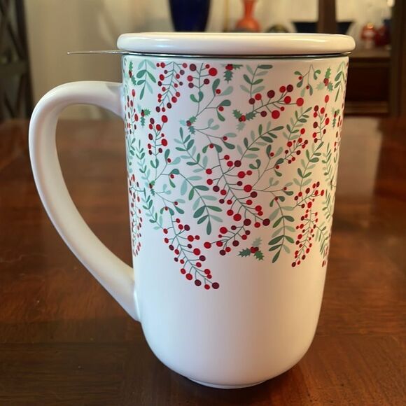 Davids Tea Red Berries And Pastel Greens Design Nordic infuser Tea Mug - Picture 2 of 8